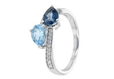 14KWG Ring with Topaz and Diamonds